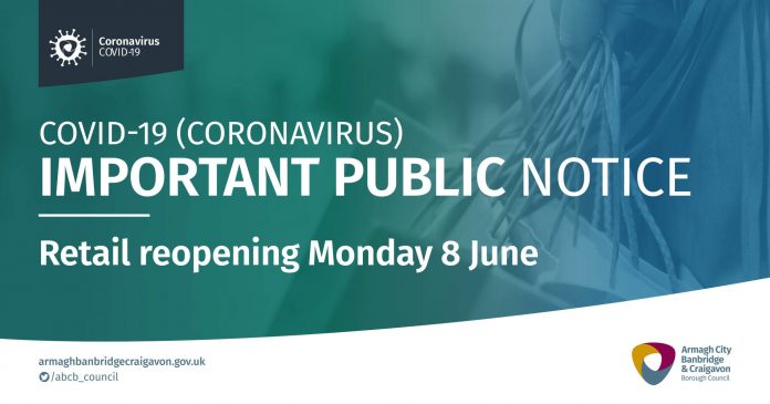 2356. ABC CORONAVIRUS FB POST 1200 x 630 RETAIL REOPENING (00000003) Important public information regarding the reopening on retail businesses on Monday 8th June 2020