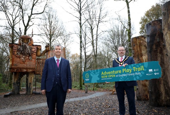 Lord Mayor Kevin Savage and Rural Affairs Minister Edwin Poots MLA Gosford Adventure Play Trail