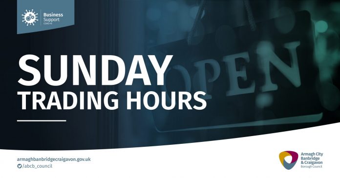 2356. ABC CORONAVIRUS FB POST 1200 x 630 SIGNPOST GRAPHICS SUNDAY TRADING HOURS graphic which says Sunday trading hours