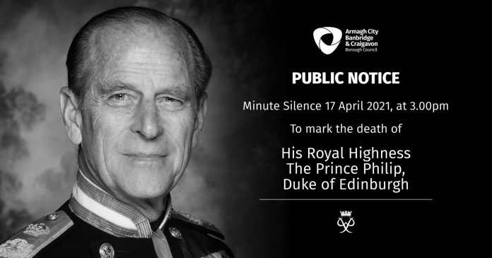One minute national silence to mark the death of HRH The Duke of Edinburgh