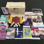 Age friendly Sport and Physical Activity Pack, includes ping pong bat and balls, booklets and DVDs