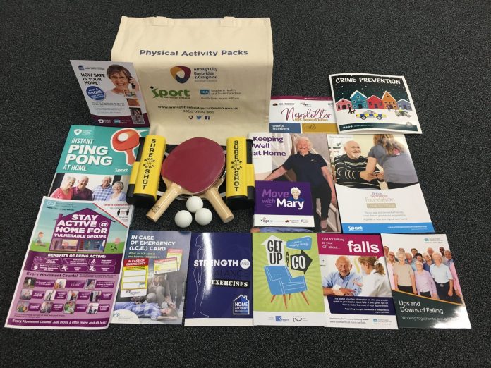 Age friendly Sport and Physical Activity Pack, includes ping pong bat and balls, booklets and DVDs