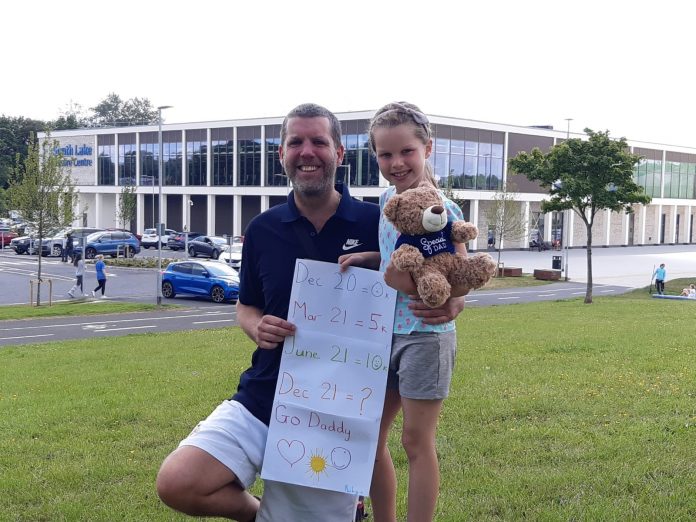 father and daughter outside