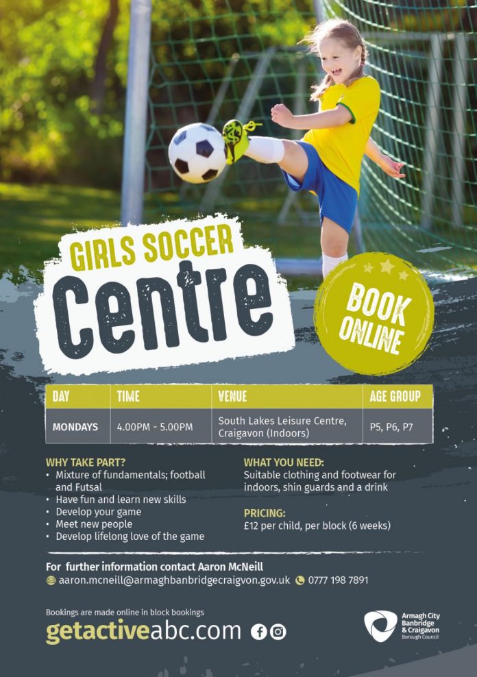 2856. GETACTIVEABC GIRLS SOCCER PROGRAMME Girls soccer advert