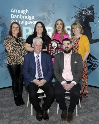 Club of the Year sponsored by Campbell’s Eurospar Award Winner: St. Brenda’s Camogie Club, Ballymacnab, Kathleen O’Hare, Orla O’Hare, Louise McCone and Sally Rafferty, Ciaran McCartan, Campbell’s Eurospar