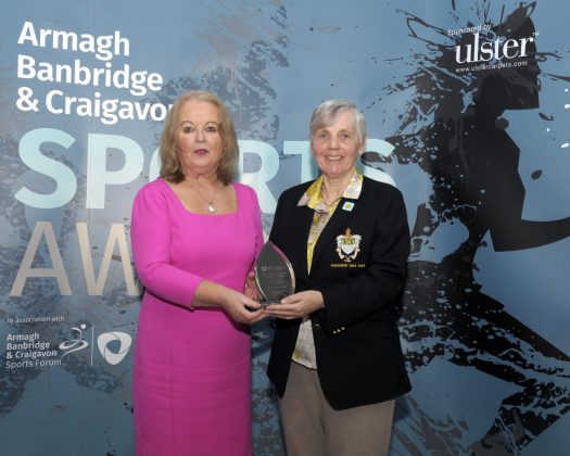 Chairman’s Award sponsored by Armagh City, Banbridge & Craigavon Borough Council Award Winner: Banbridge Golf Club, President Mildred Hodgett and Edith Jamison, Armagh, Banbridge & Craigavon Sports Forum.