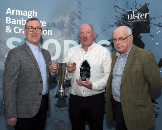 Sportswoman of the Year sponsored by Ulster Carpets Award Winner: Kelly Mallon (collected by her father Chris), Martin France, Ulster Carpets and Ken Redpath, Armagh, Banbridge & Craigavon Sports Forum