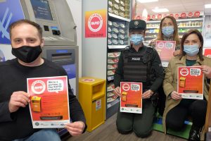 Pictured at Aghagallon Spar, Stephen Gartland (Spar), Constable Aine Campbell, Aisling Gillespie (ABC PCSP) and Sherene Reynolds (Southern Drug and Alcohol Connections Team).