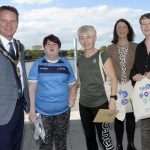 Lord Mayor Barr presents prizes to Walk ABC Challenge winners, Jodie O'Connor (her mother Bernie O'Connor), Diane Woods and Wendy Hilditch.