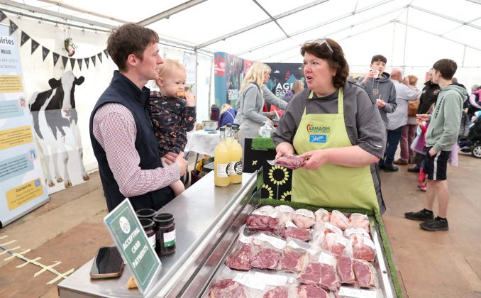 Chef Paula McIntyre with Colin Capper Rosemount Cottage Farm Meats who took part in ABC Council’s Food Heartland showcase stand at the 175th Armagh County Show.