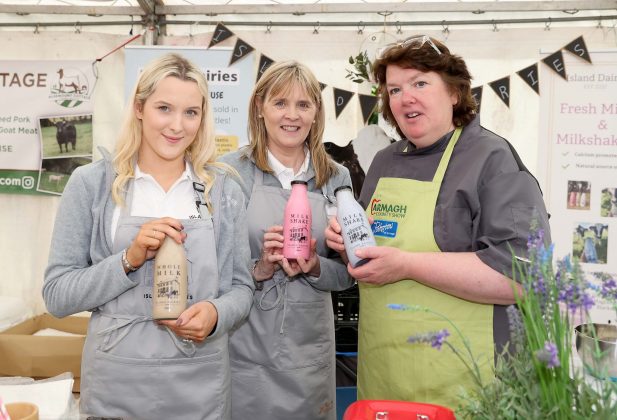 Chef Paula McIntyre with Alanna Wilson and Jenny Wilson from Island Dairies who took part in ABC Council’s Food Heartland showcase stand at the 175th Armagh County Show.