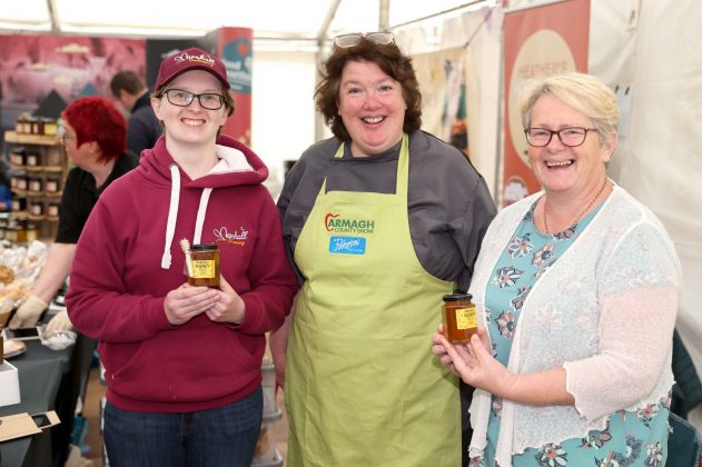 Chef Paula McIntyre with Christine Marshall from Marshall Beekeeping who took part in ABC Council’s Food Heartland showcase stand at the 175th Armagh County Show.
