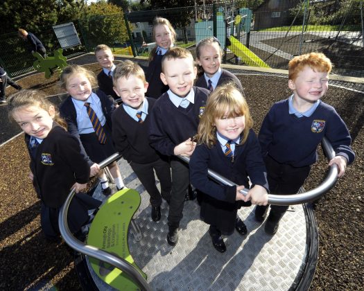 P4 pupils from Abercorn PS enjoying themselves at the new Cline Road Play Park.