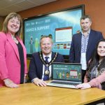 Pictured L-R Julie McCormack (The Executive Office), Lord Mayor Councillor Paul Greenfield, Oleg Shenkaruk (Ukrainians in Northern Ireland Community Group) and Sarah Corrigan (The Law Centre NI).