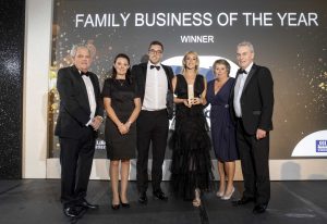 The Mollan Family from Eringold on stage picking up their award as Family Business of the Year.