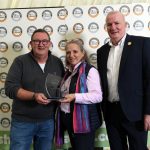 Bob and Susie from Burren Balsamics, Richhill are presented with the Award for Best in County by John Sheehy (right) from Blas na hÉireann.