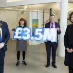 Pictured at the official announcement of the £3.5 million Levelling Up fund for F. E. McWilliam Gallery and Studio (L-R) Lord Mayor Councillor Paul Greenfield, Heather Beck, Manager, Chair of the Economic and Regeneration Committee ABC Council, Alderman Ian Burns, and Riann Coulter, Curator and Manager.