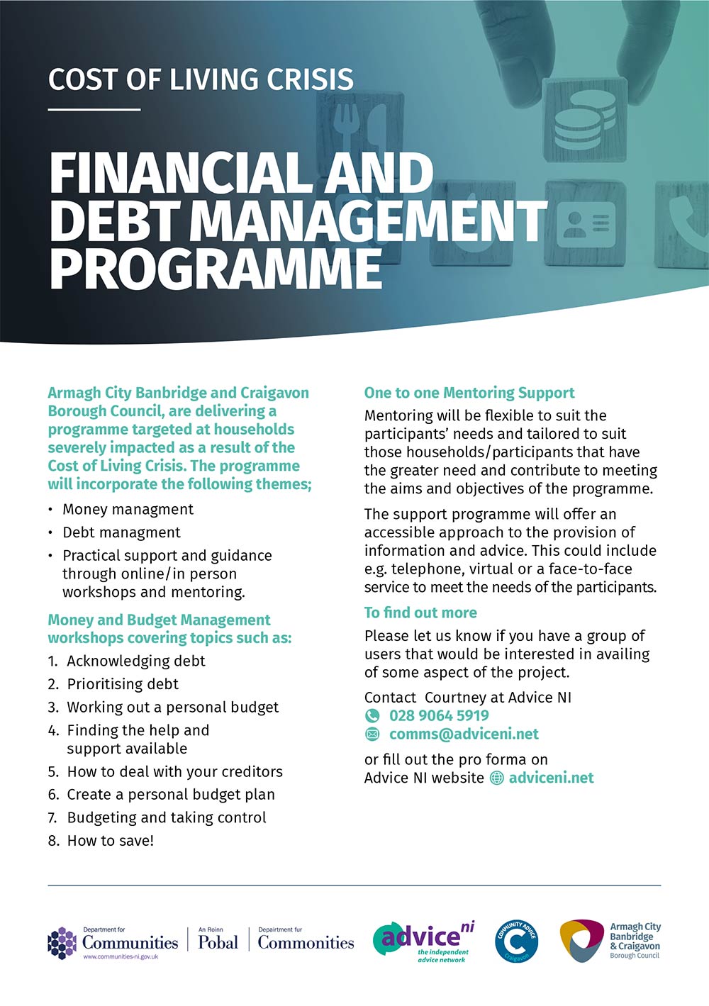 Financial debt management advice sheet