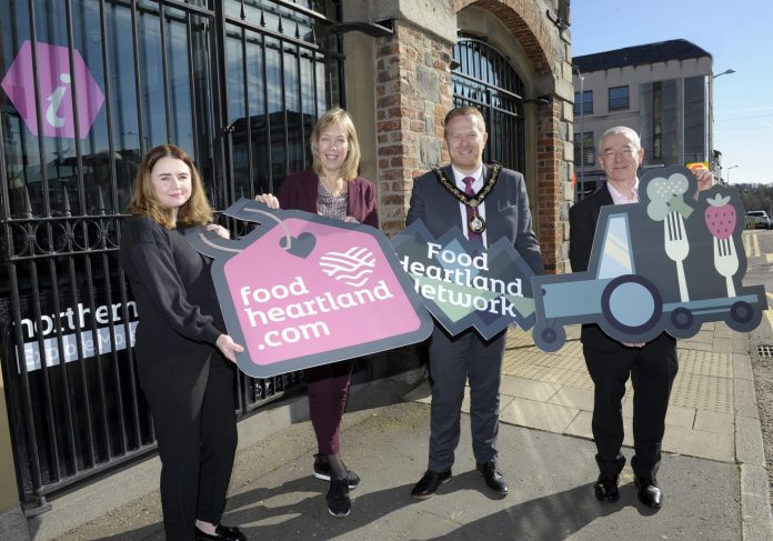 Pictured at the launch of the second Food Heartland Networking Event are Sarah McKnight, Food Heartland Assistant, Nicola Wilson, Head of Economic Development, Lord Mayor of Armagh City, Banbridge and Craigavon, Councillor Paul Greenfield and Kieran Swail, Tourism Innovation Specialist at SRC.