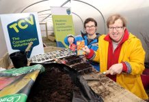 Participants on the Green Gym Project pictured potting seeds in Edenvilla Park’s polytunnel.