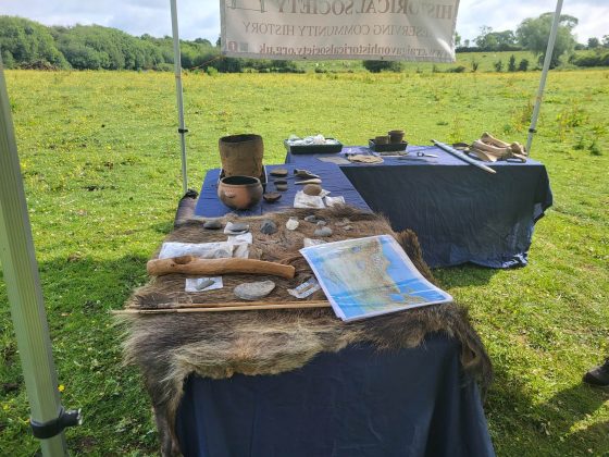 Artefacts sitting on a table.