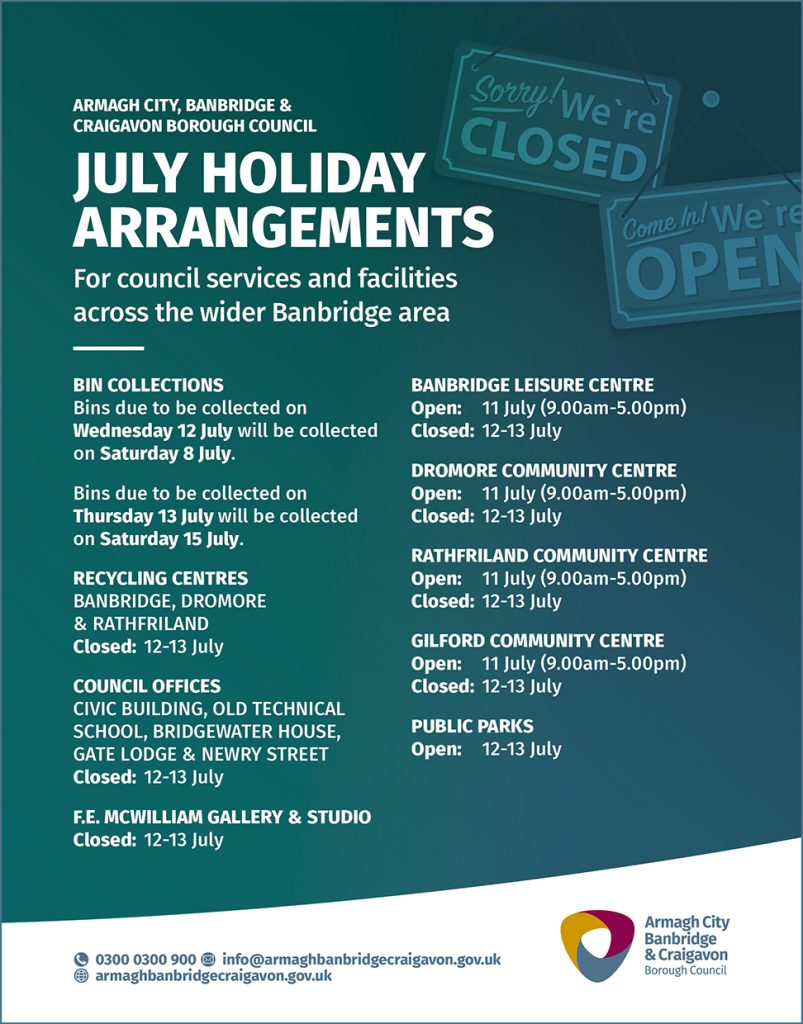 July holiday arrangements