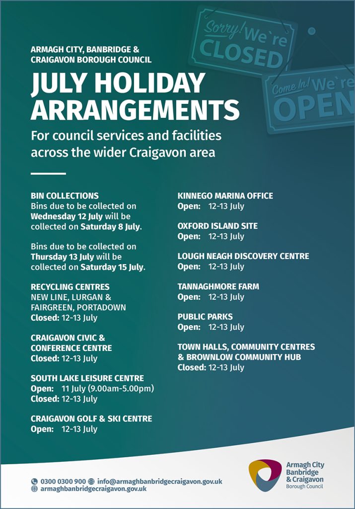 July holiday arrangements