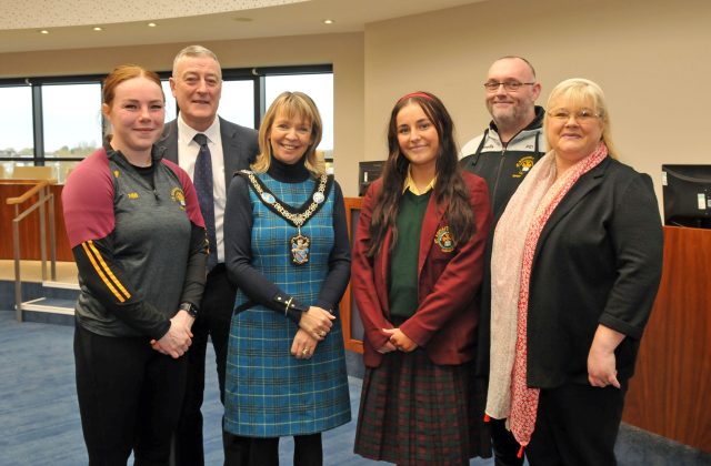 Civic Reception for winning girls football team from St Ronan's College Lurgan