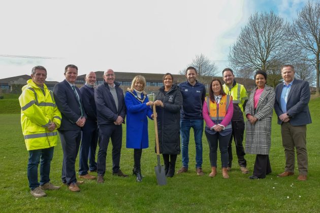 Banbridge High School cutting of sod for new 3G pitch