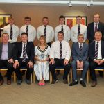 Lord Mayor of Armagh City, Banbridge and Craigavon, Alderman Margaret Tinsley hosted a Civic Reception for Waringstown Cricket Club 1st X1 and club officials to celebrate a fantastic 2023 season whereby the 1st XI team won the Gallagher Challenge Cup and the Lagan Valley Steels T20 Championship. Included are, Councillors, Kyle Savage, Tim McClelland and Peter Haire.