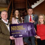 Lord Mayor Councillor Sarah Duffy and Deputy Lord Mayor Councillor Kyle Savage launch It’s In Your Hands conference to support Ending Violence Against Women & Girls. Pictured along with Gary Scott, Safeguarding Officer and Alison Beattie from the Community Development Team.