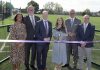 John Donnelly from the Education Authority, Katy Feeney, Principal of Banbridge High School and Gavin Boyd, Chair of Sport NI join the Lord Mayor of ABC Borough Cllr Sarah Duffy, Communities Minister Gordon Lyons and ABC Council Chief Executive Roger Wilson at the official opening of the new 3G sports pitch and pavilion.