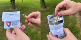 One of the ashtray pouches available free from ABC Council.