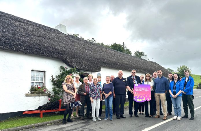 Dan Winters Image 3 Lord Mayor Alderman Stephen Moutray pictured with Colin, Cristine, and their son Robert Winter, Joanne McElmeel, Trade Liaison Officer at ABC Council, alongside representatives from 22 local tourism providers during a successful familiarisation visit to Dan Winter’s Cottage.