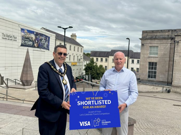 Lord Mayor of Armagh City, Banbridge and Craigavon Borough, Alderman Stephen Moutray, and Armagh Chamber Chair, Art O’Hagan, at the Market Place Theatre, Armagh.
