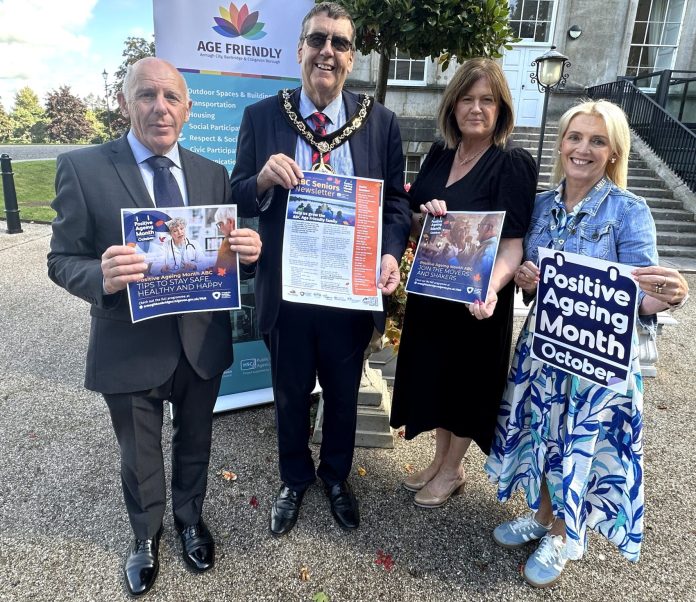 Pictured at the launch of Positive Ageing Month in the ABC Borough were David Hammerton, Chair of ABC Seniors Network, Lord Mayor of ABC Borough, Ald Stephen Moutray, Gillian Topping, Head of Environmental Health ABC Council and Stephanie Rock – ABC Age Friendly Officer.