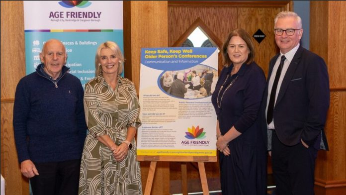 David Hammerton, Chair of ABC Seniors Network; Stephanie Rock, ABC Age Friendly officer; Gillian Topping, Head of Environmental Health, ABC Council and William Stewart, ABC PCSP Project Co-ordinator pictured at the Age Friendly Futures Summit held in Belfast.
