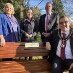 ABC Council unveils memorial project to Covid-19 victims Lord Mayor of ABC Borough, Alderman Stephen Moutray was joined by Deputy Mayor, Councillor Jessica Johnston, Alderman Gordon Kennedy and Councillor Mary O’Dowd for the unveiling of the memorial bench at the Palace Gardens in Armagh.