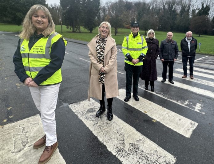 ABC Pedestrian Safety video Pictured at the filming of the video are Gwen Bartley - ABC PCSP, Stephanie Rock - ABC Age Friendly, Constable Cassells - PSNI, Claire McCartan and David Hammerton - ABC Seniors Network and Ken Irwin - HGV Driving Instructor.