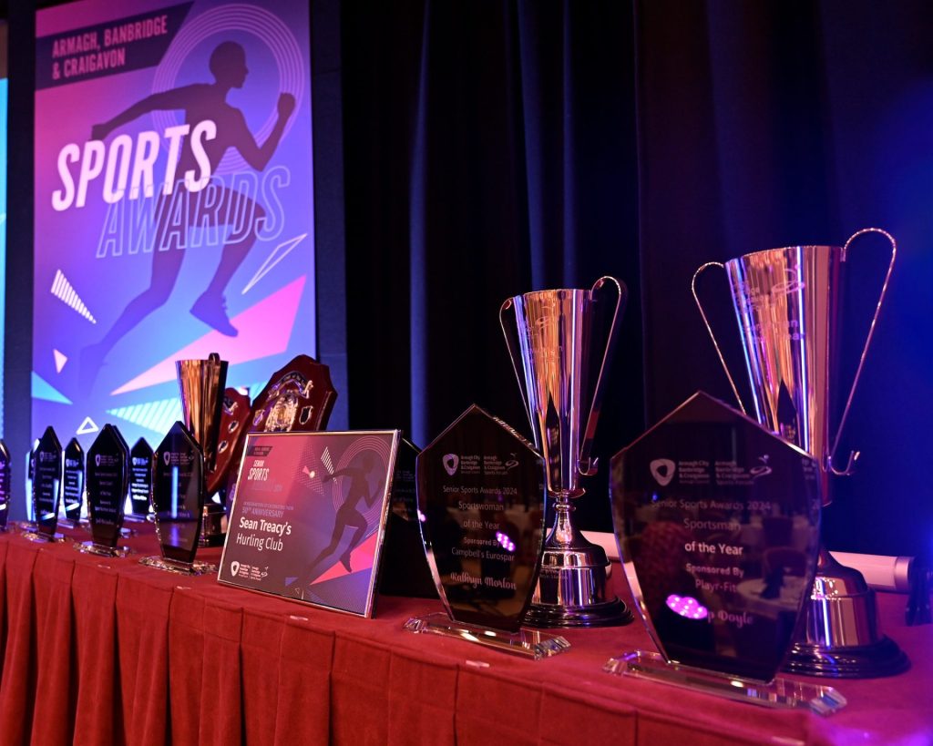 Trophy display at the senior sports awards