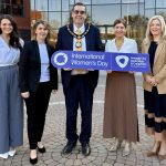 Council hosts inspiring International Women’s Day event for local pupils Lord Mayor Alderman Stephen Moutray and Charlene Stoops (ABC Council Deputy Chief Executive) pictured with event compere Lauren McCrory and guest speakers Laura O’Neill (Belfast Harbour) and Philippa McShane (McShane Packaging).