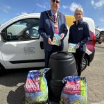 Watch and win for Compost Awareness Week Lord Mayor, Ald Stephen Moutray and Caroline Magill, Environmental Education Officer launch the competition for the compost pack.