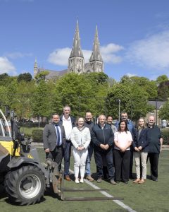Deputy Lord Mayor, Councillor Jessica Johnston joined elected members from the Armagh area, contractors and council officers on a visit to the work at Ardmore and Cathedral Road pitches.
