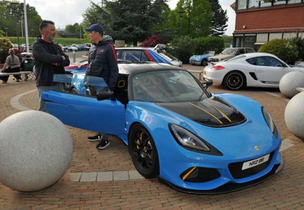 James Palmer, Portavogie and Derek McIlmoyle, Lisburn, with his Lotus Exige 420 Sport, chat at the Lord Mayors, Cars, Bike and Coffee.