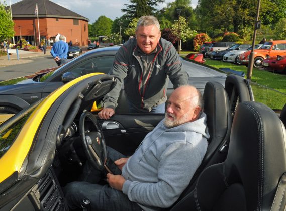 Talking cars are, Nigel Stewart who came in his Audi TT and Sandy Kelly, in his Porsche Boxster.
