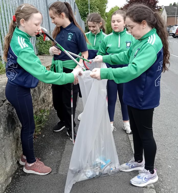 : Pupils of St Patrick’s PS in Armagh carry out regular litter picks as part of the Adopt a Street scheme.