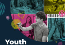 Image of a young man writing with text saying Youth Leadership Programme