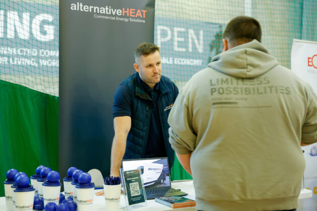 People talking at a job fair