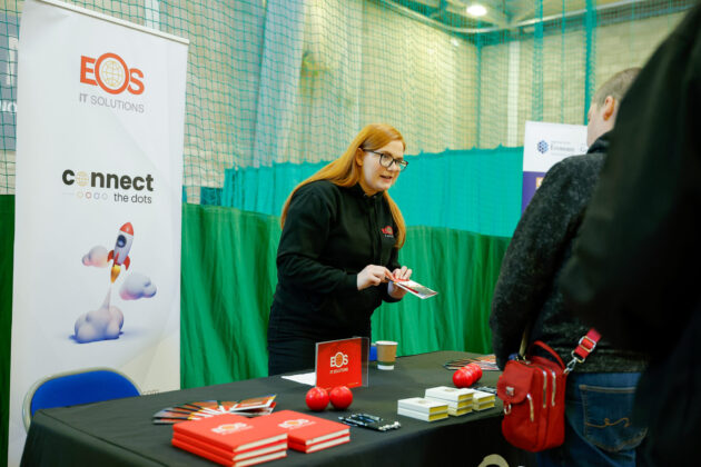 People talking at a job fair