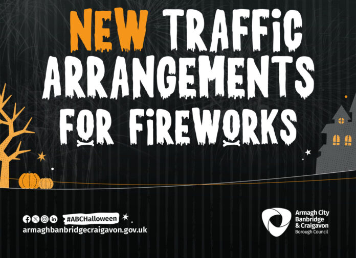 6069. ABC HALLOWEEN TRAFFIC GRAPHIC 1080x1080 The new traffic management plan which is being introduced for this year’s Halloween Fireworks
